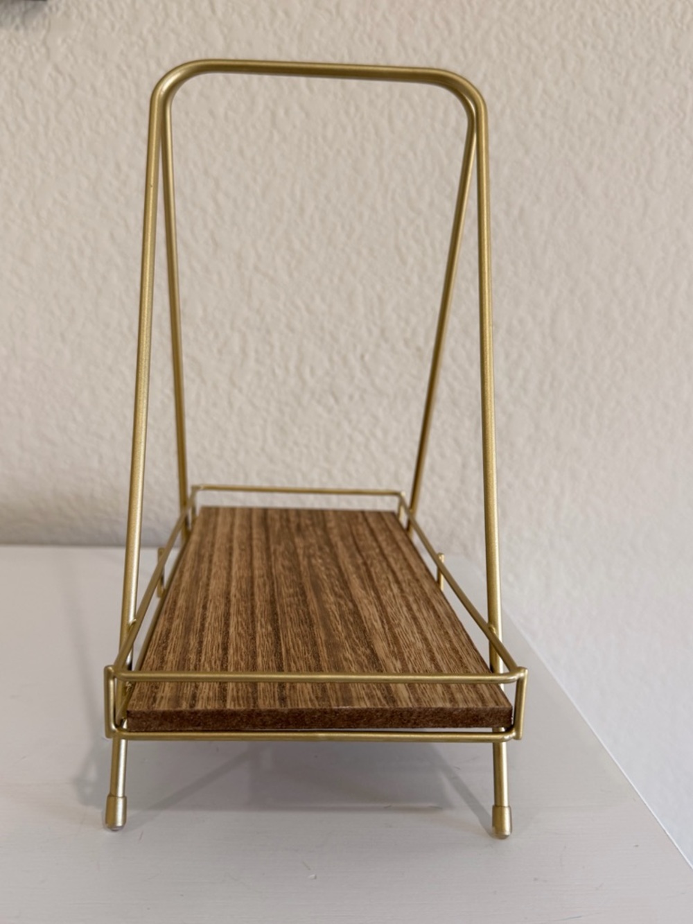 Gold Metal & Wood Triangular Display Shelf / Tray - Picture 3 of 5